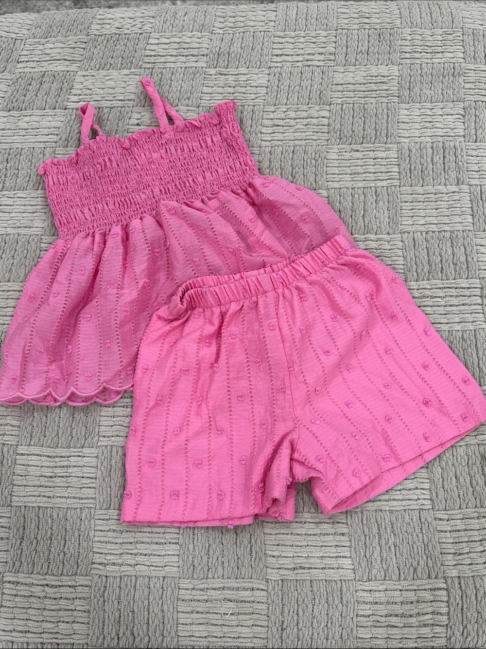 Bonnie Jean Pink Eyelet Smocked Tank & Shorts Set